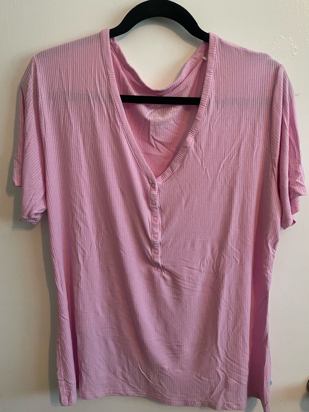 Posh Peanut Women's Pink V-Neck Henley Top